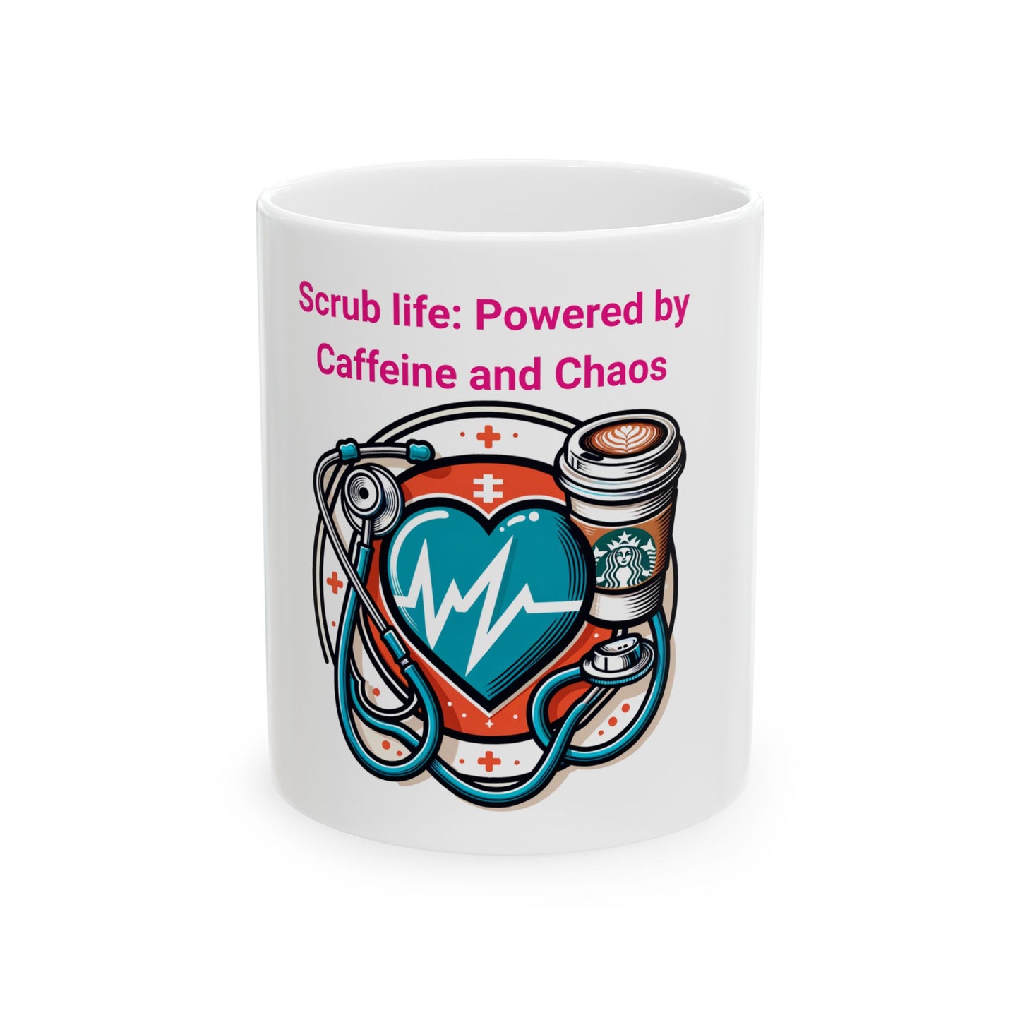 Scrub Life Mug - Powered by Caffeine and Chaos | Medical Coffee Cup for Healthcare Workers